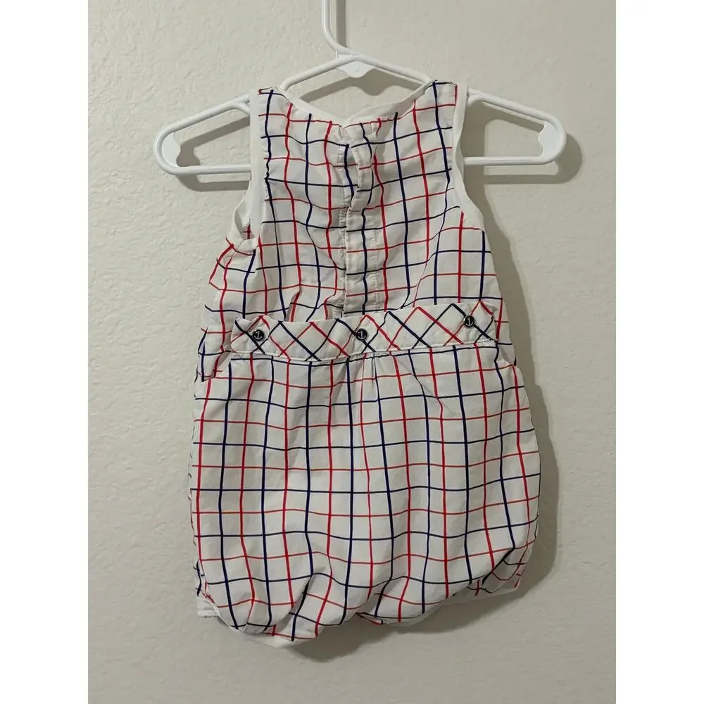Jacadi Paris Size 6 Months Romper Cotton One Piece Nautical Sailor Lightweight